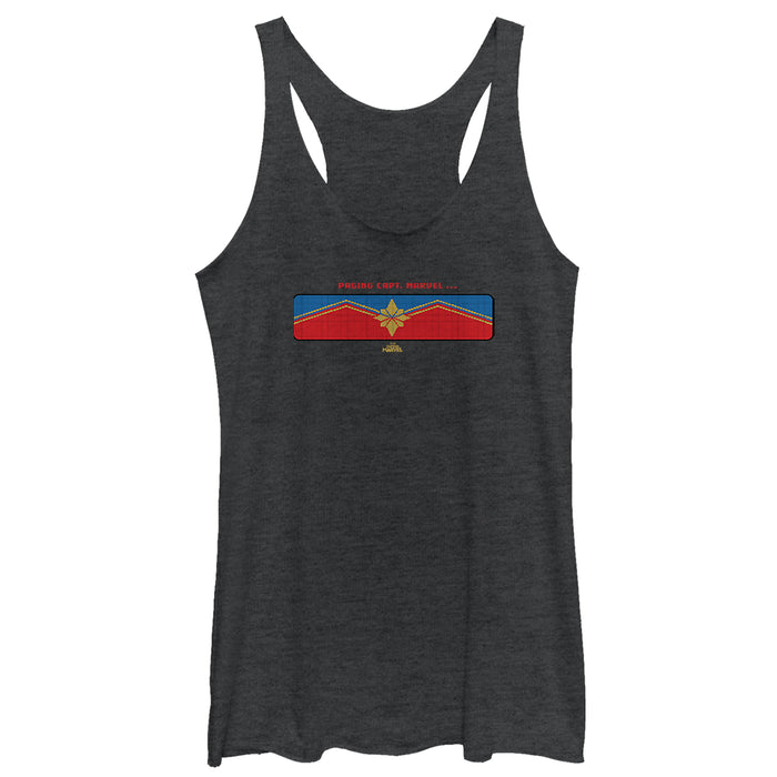 fifth sun Women's Marvel Captain Marvel Pixelated Pager Screen Racerback Tank Top
