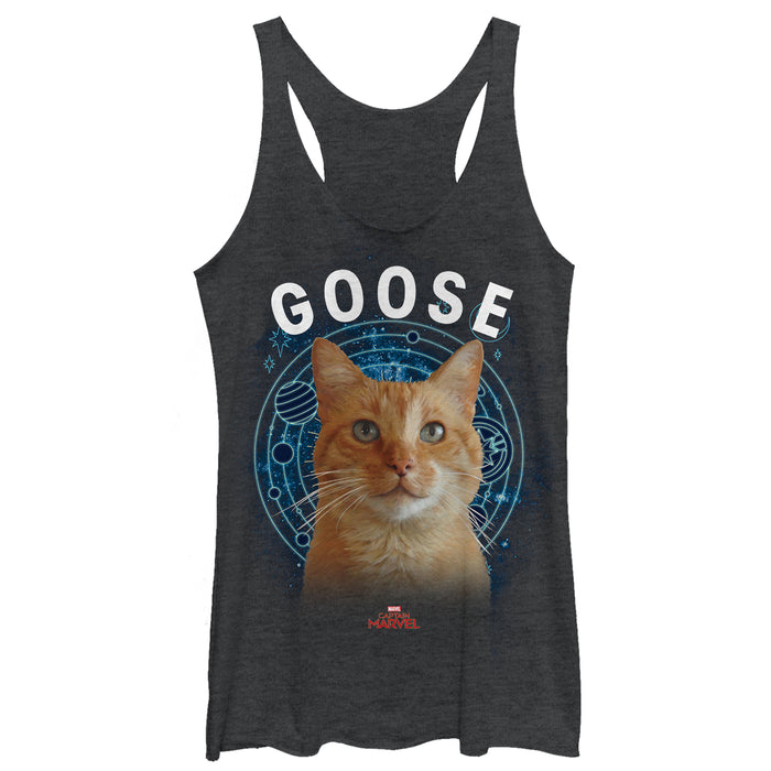 fifth sun Women's Marvel Captain Marvel Planet Goose Cat Racerback Tank Top