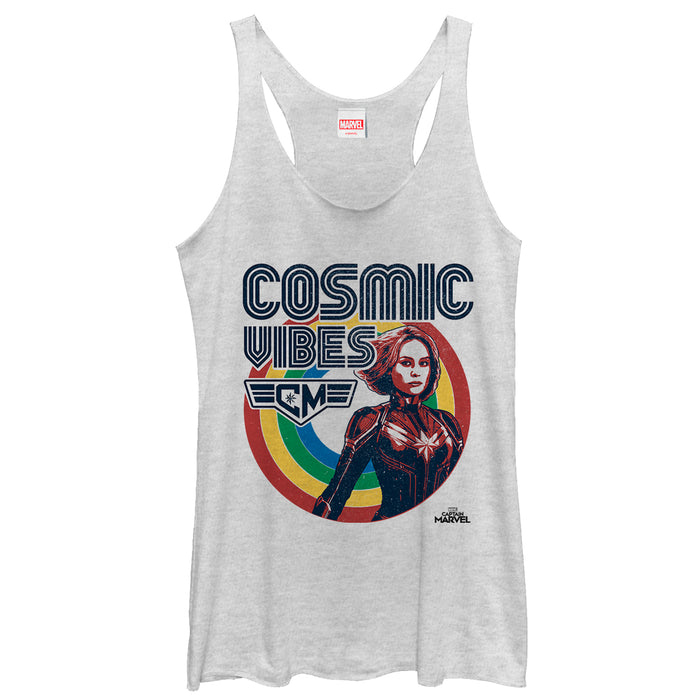 fifth sun Women's Marvel Captain Marvel Rainbow Cosmic Vibes Racerback Tank Top