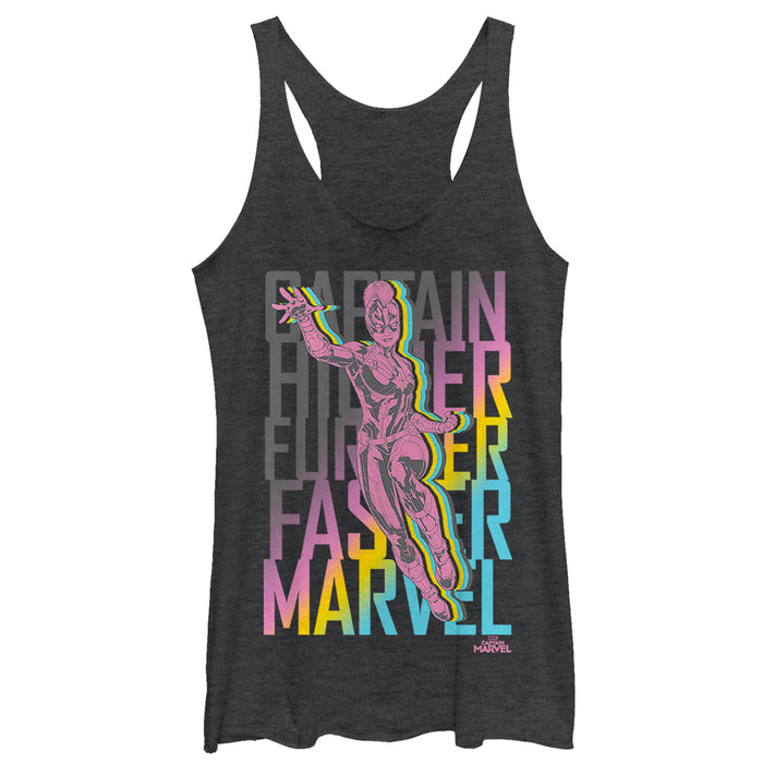 fifth sun Women's Marvel Captain Marvel Rainbow Mantra Racerback Tank Top