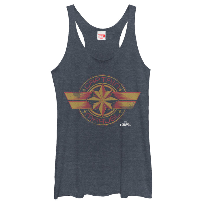fifth sun Women's Marvel Captain Marvel Retro Star Emblem Racerback Tank Top