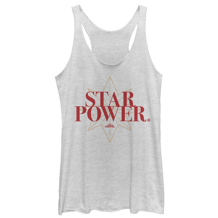 fifth sun Women's Marvel Captain Marvel Star Power Text Racerback Tank Top