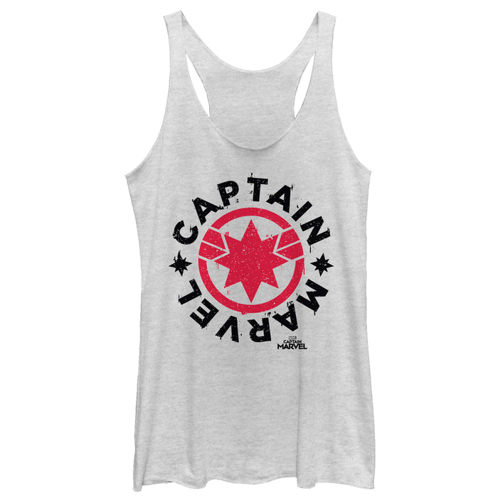 fifth sun Women's Marvel Captain Marvel Star Symbol Circle Racerback Tank Top