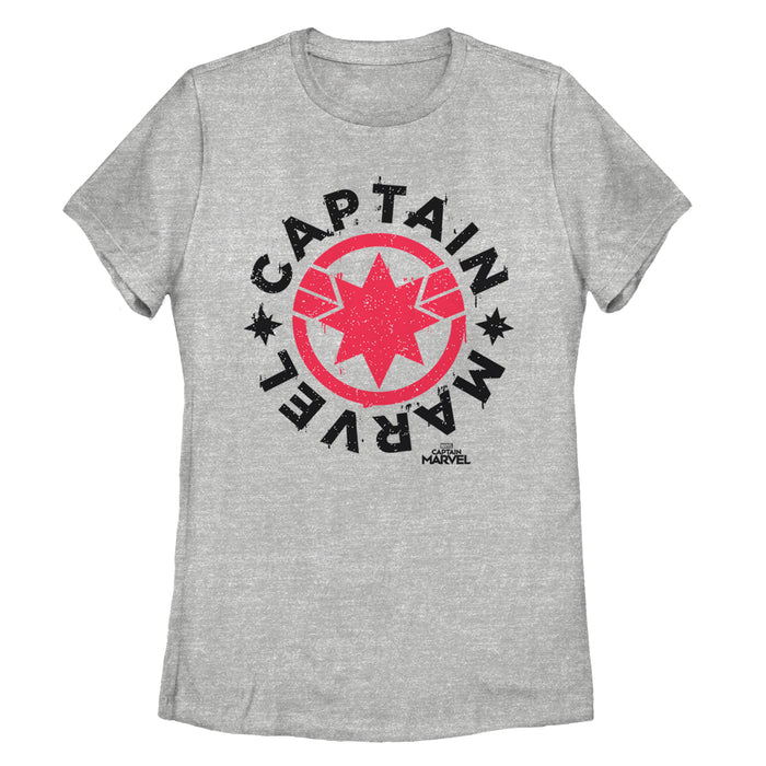 fifth sun Women's Marvel Captain Marvel Star Symbol Circle T-Shirt