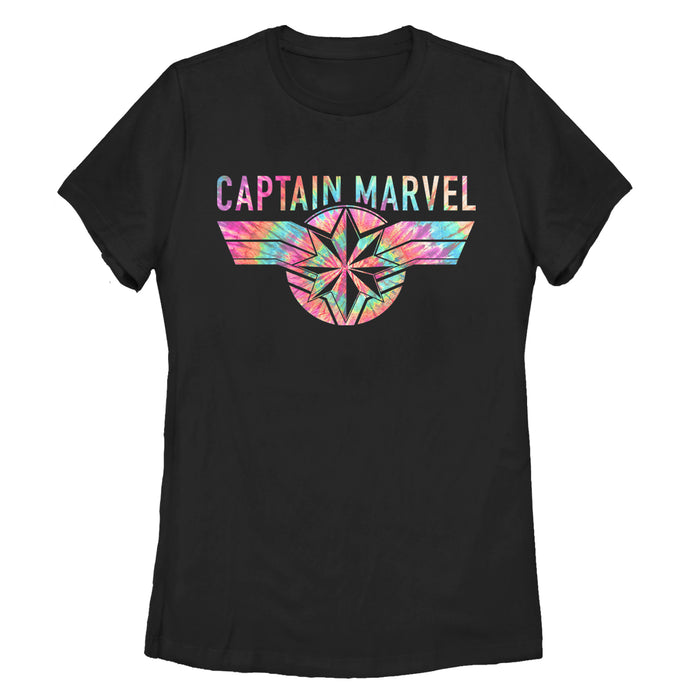 fifth sun Women's Marvel Captain Marvel Tie-Dye Logo T-Shirt