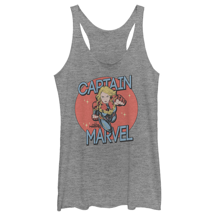 fifth sun Women's Marvel Captain Marvel Vintage Star Circle Racerback Tank Top