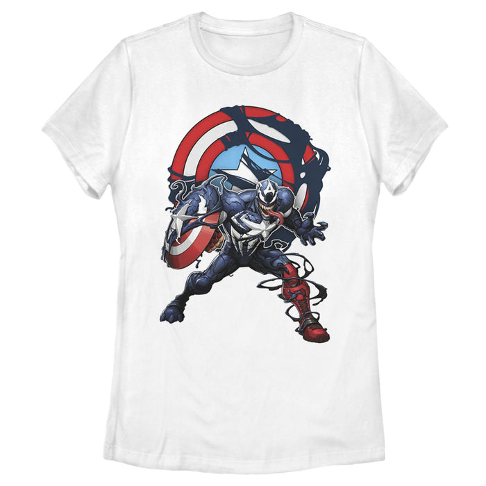 fifth sun Women's Marvel Captain Venom Shield Logo T-Shirt