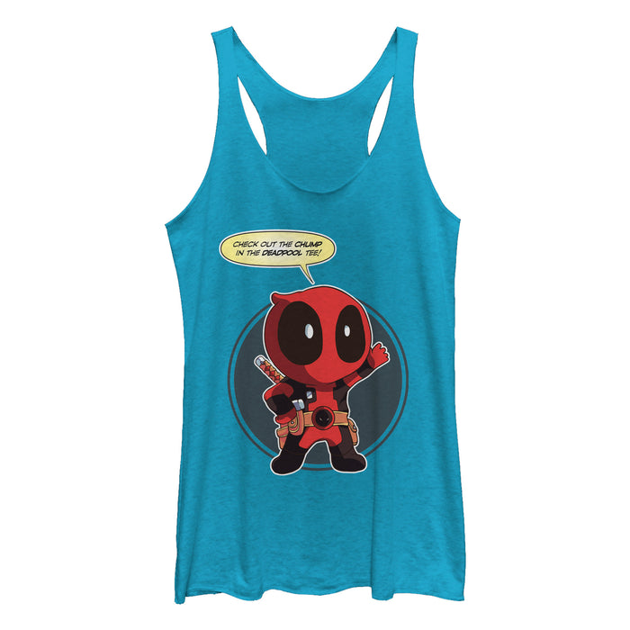 fifth sun Women's Marvel Cartoon Deadpool Chump Taco Racerback Tank Top