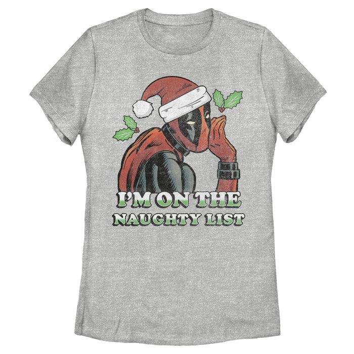 fifth sun Women's Marvel Christmas Deadpool Naughty List T-Shirt