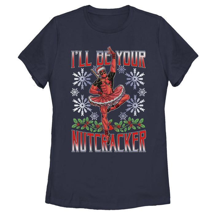 fifth sun Women's Marvel Christmas Deadpool Nutcracker T-Shirt