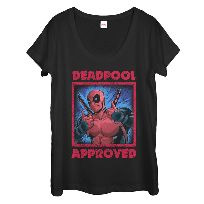 fifth sun Women's Marvel Deadpool Approved Scoop Neck