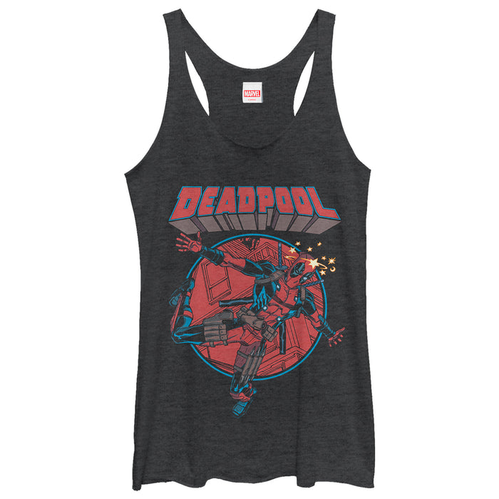 fifth sun Women's Marvel Deadpool Concussion Racerback Tank Top