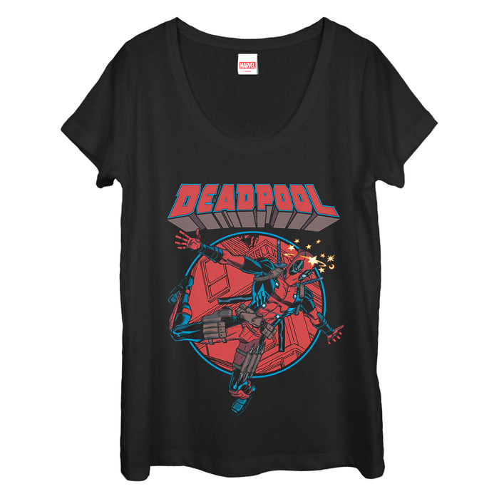 fifth sun Women's Marvel Deadpool Concussion Scoop Neck