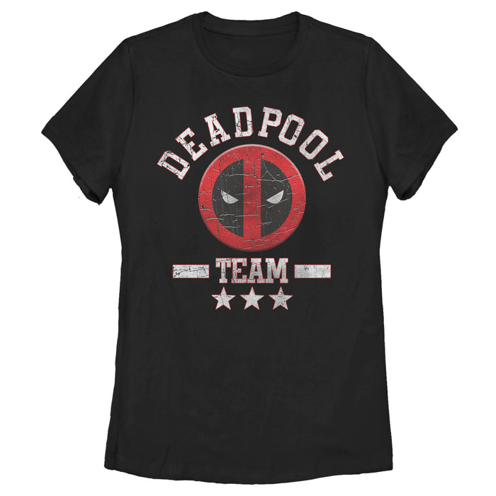 fifth sun Women's Marvel Deadpool Distressed Team Stars T-Shirt