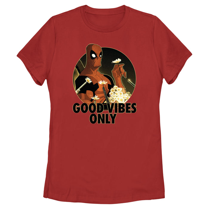 fifth sun Women's Marvel Deadpool Good Vibes Only T-Shirt