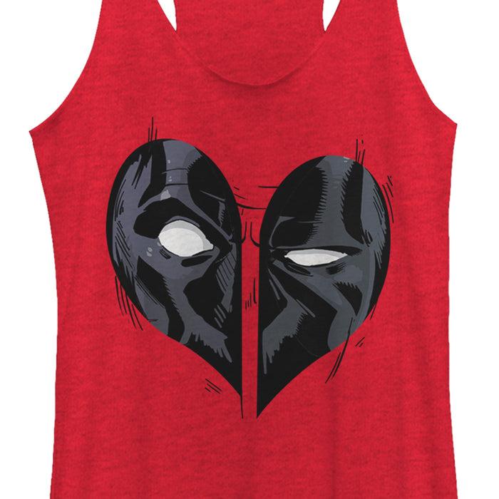 Fifth Sun Women's Marvel Deadpool Heart Mask Racerback Tank Top