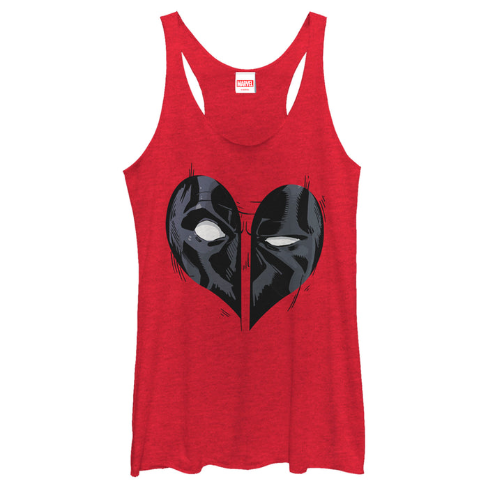 fifth sun Women's Marvel Deadpool Heart Mask Racerback Tank Top