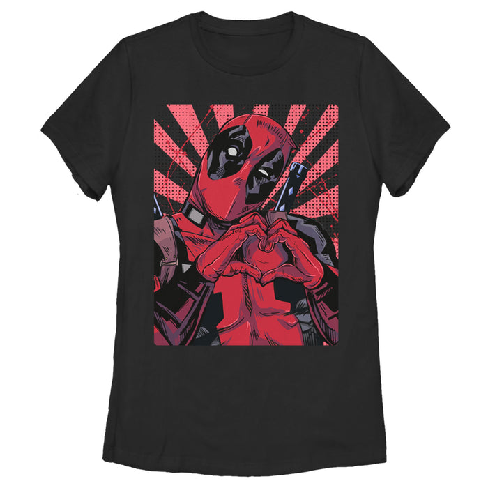 fifth sun Women's Marvel Deadpool Heart You T-Shirt