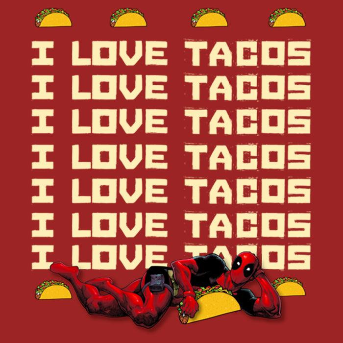 Fifth Sun Women's Marvel Deadpool I Love Tacos T-Shirt