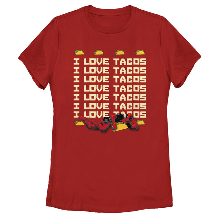 fifth sun Women's Marvel Deadpool I Love Tacos T-Shirt