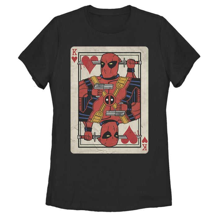 fifth sun Women's Marvel Deadpool King of Hearts Card T-Shirt