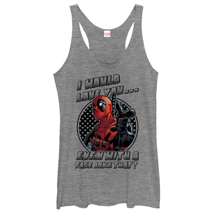 fifth sun Women's Marvel Deadpool Love You With a Face Like That Racerback Tank Top