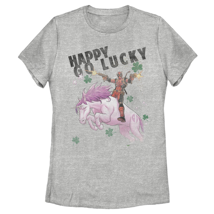 fifth sun Women's Marvel Deadpool Lucky Unicorn St. Patrick's T-Shirt
