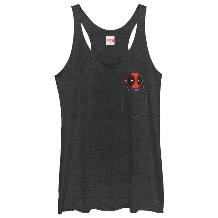 fifth sun Women's Marvel Deadpool Mini Pocket Friend Racerback Tank Top