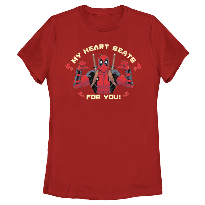 fifth sun Women's Marvel Deadpool My Heart Beats For You T-Shirt