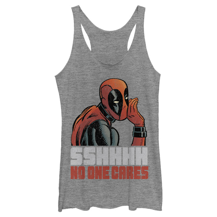 Fifth Sun Women's Marvel Deadpool No One Cares Racerback Tank Top
