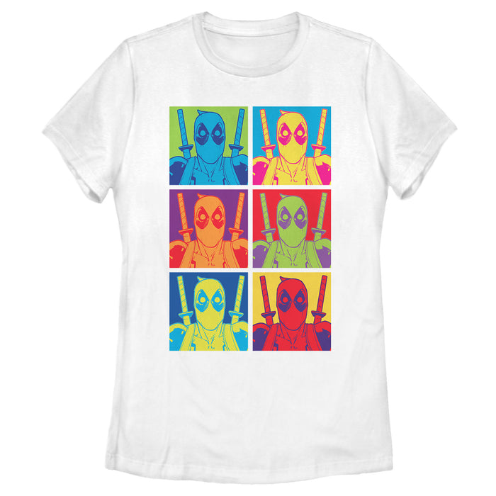 fifth sun Women's Marvel Deadpool Pop Art Grid T-Shirt