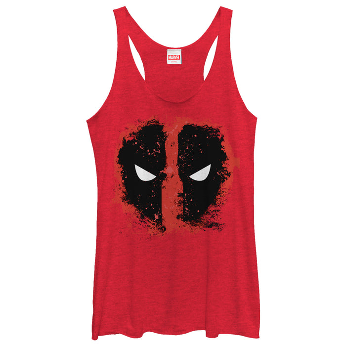 fifth sun Women's Marvel Deadpool Reverse Mask Splatter Racerback Tank Top