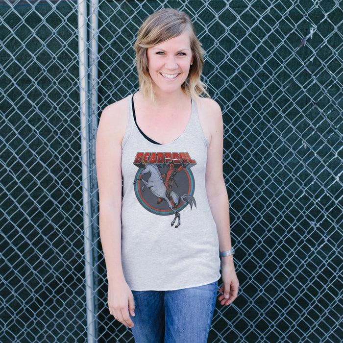 Fifth Sun Women's Marvel Deadpool Rides Unicorn Racerback Tank Top