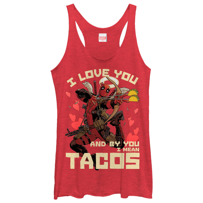 fifth sun Women's Marvel Deadpool Taco Cupid Racerback Tank Top