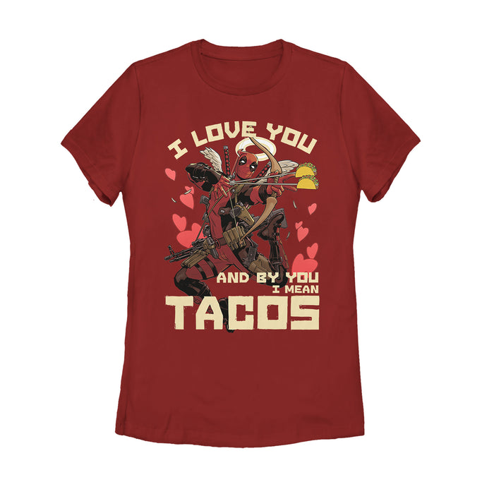 fifth sun Women's Marvel Deadpool Taco Cupid T-Shirt