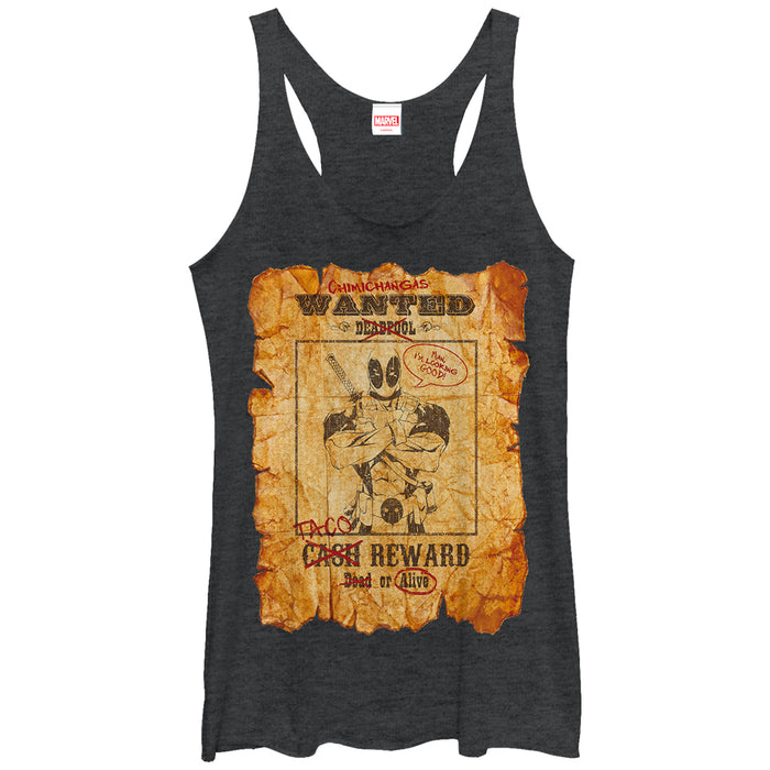 fifth sun Women's Marvel Deadpool Wanted Poster Racerback Tank Top