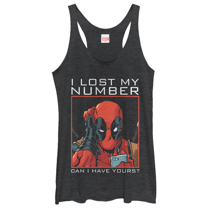 fifth sun Women's Marvel Deadpool Wants Your Number Racerback Tank Top