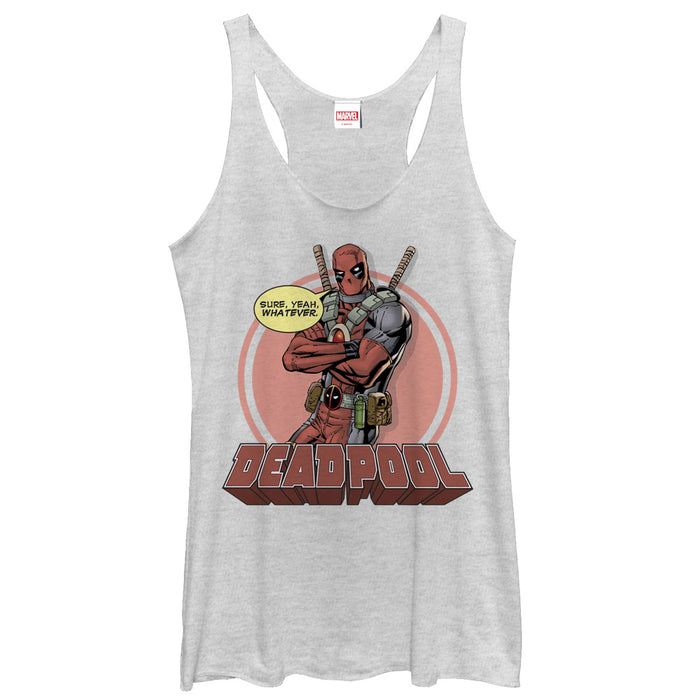 fifth sun Women's Marvel Deadpool Whatever Racerback Tank Top
