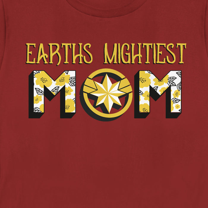 Fifth Sun Women's Marvel Earths Mightiest Mom Captain Marvel Badge T-Shirt