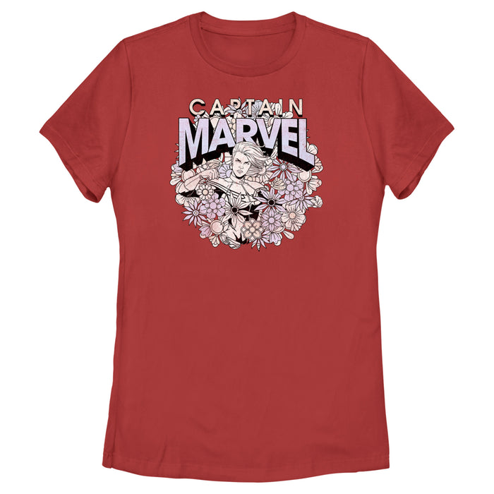 fifth sun Women's Marvel Floral Carol Danvers T-Shirt