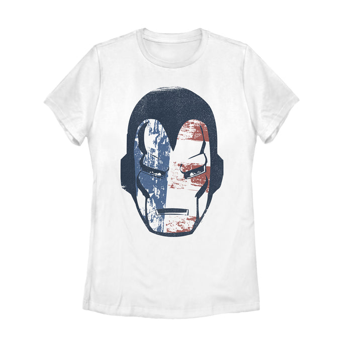 fifth sun Women's Marvel Fourth of July Iron Man American Flag Mask T-Shirt