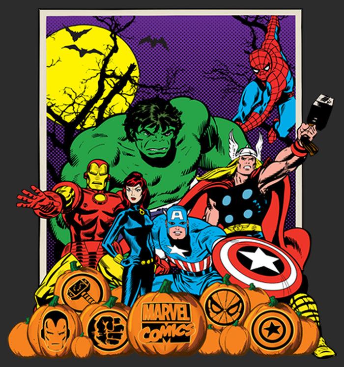 Fifth Sun Women's Marvel Halloween Avengers Scene T-Shirt