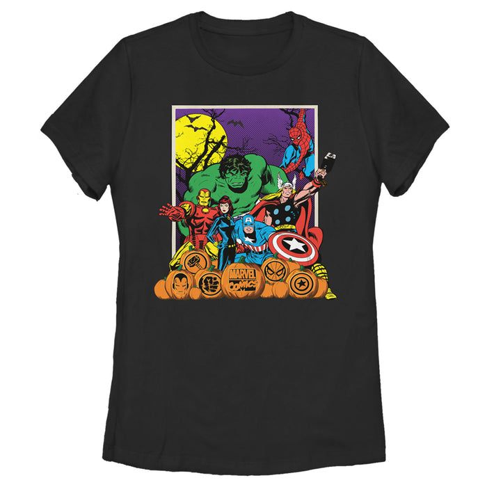 fifth sun Women's Marvel Halloween Avengers Scene T-Shirt