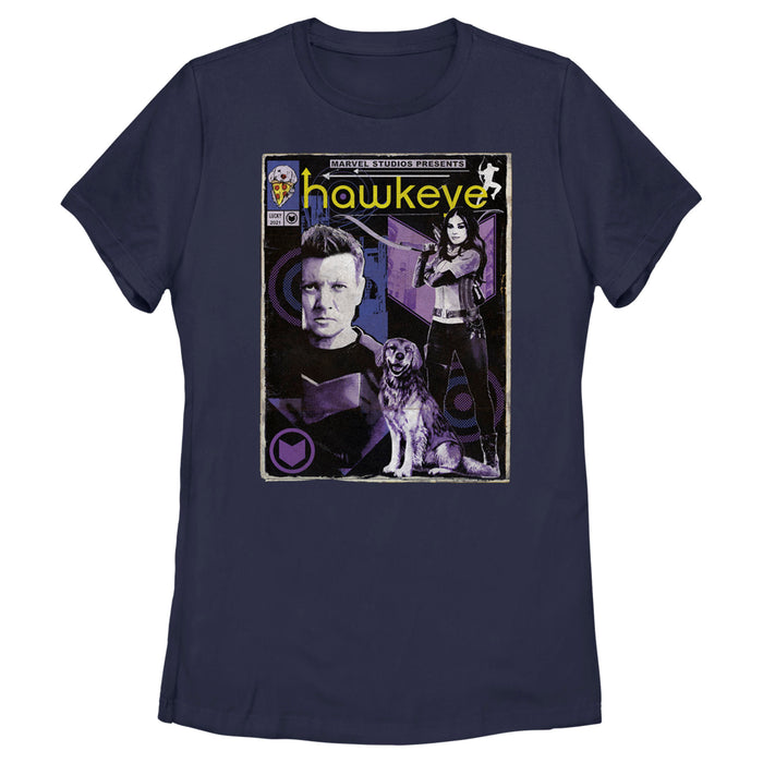 fifth sun Women's Marvel Hawkeye Bishop and Lucky the Pizza Dog Comic Cover T-Shirt