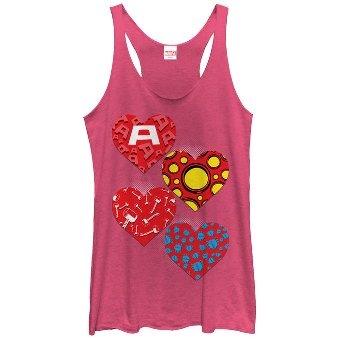 fifth sun Women's Marvel Hero Hearts Racerback Tank Top