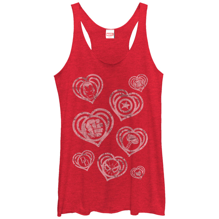 fifth sun Women's Marvel Hero Icon Hearts Racerback Tank Top