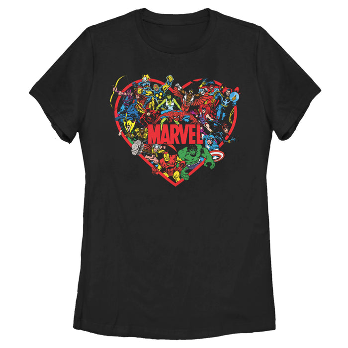 fifth sun Women's Marvel Heroes Unite Heart T-Shirt