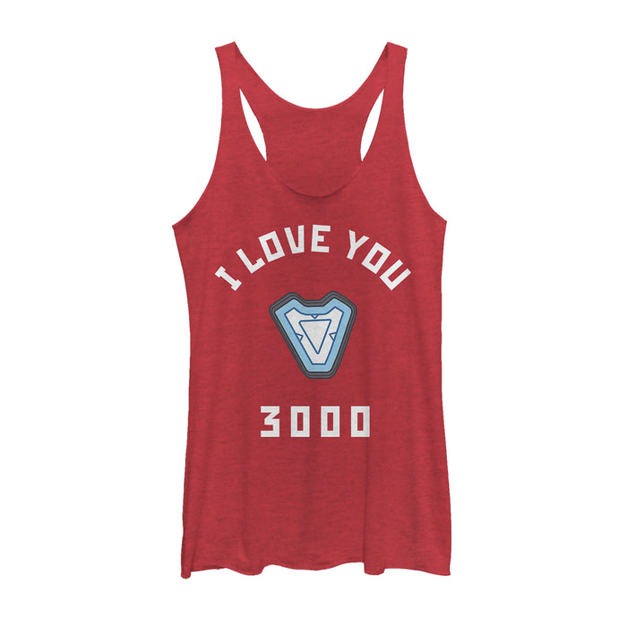 fifth sun Women's Marvel I Love You 3000 Iron Man Reactor Racerback Tank Top