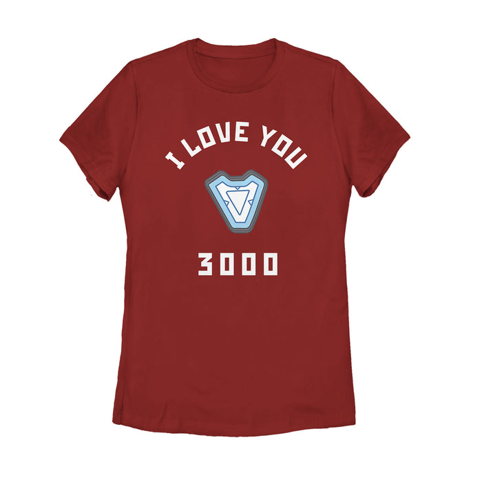 fifth sun Women's Marvel I Love You 3000 Iron Man Reactor T-Shirt