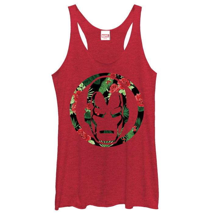 fifth sun Women's Marvel Iron Man Floral Print Racerback Tank Top